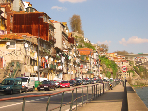 Street in the coastal town of Porto, Portugal