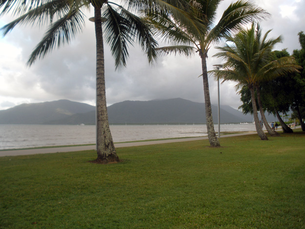 View of the beach boardwalk in Cairns, Queensland, Australia